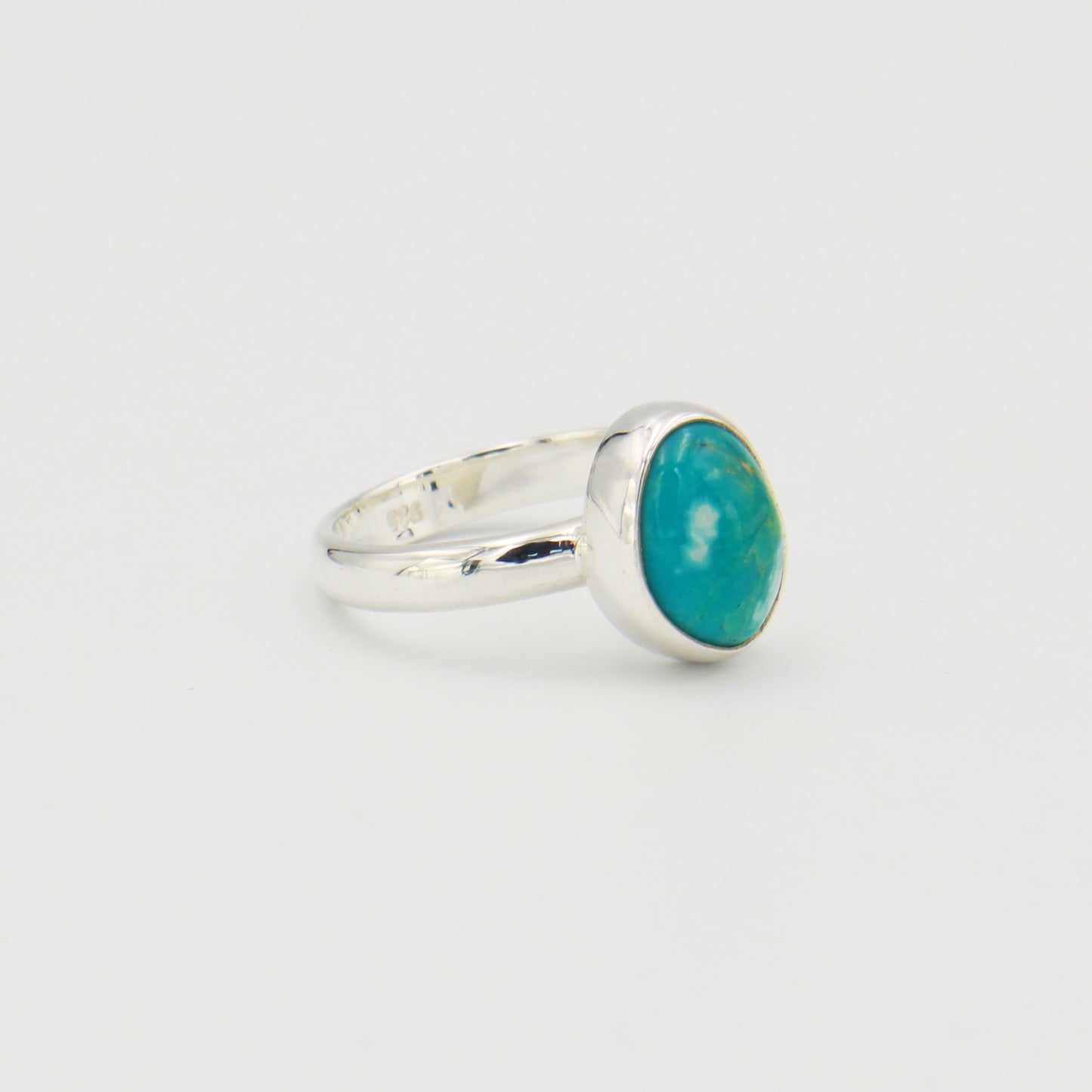 Turquoise Ovoid Sterling Ring Sz 7.5