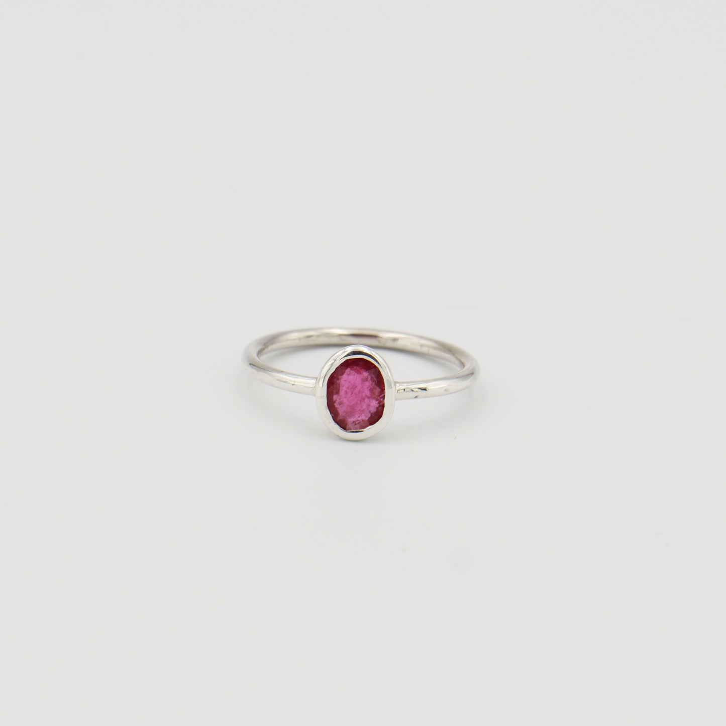 Pink Tourmaline Small Oval Sterling Ring Sz 8
