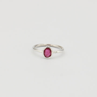 Pink Tourmaline Small Oval Sterling Ring Sz 8