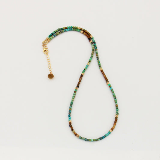 Turquoise Beaded GF Necklace Adj