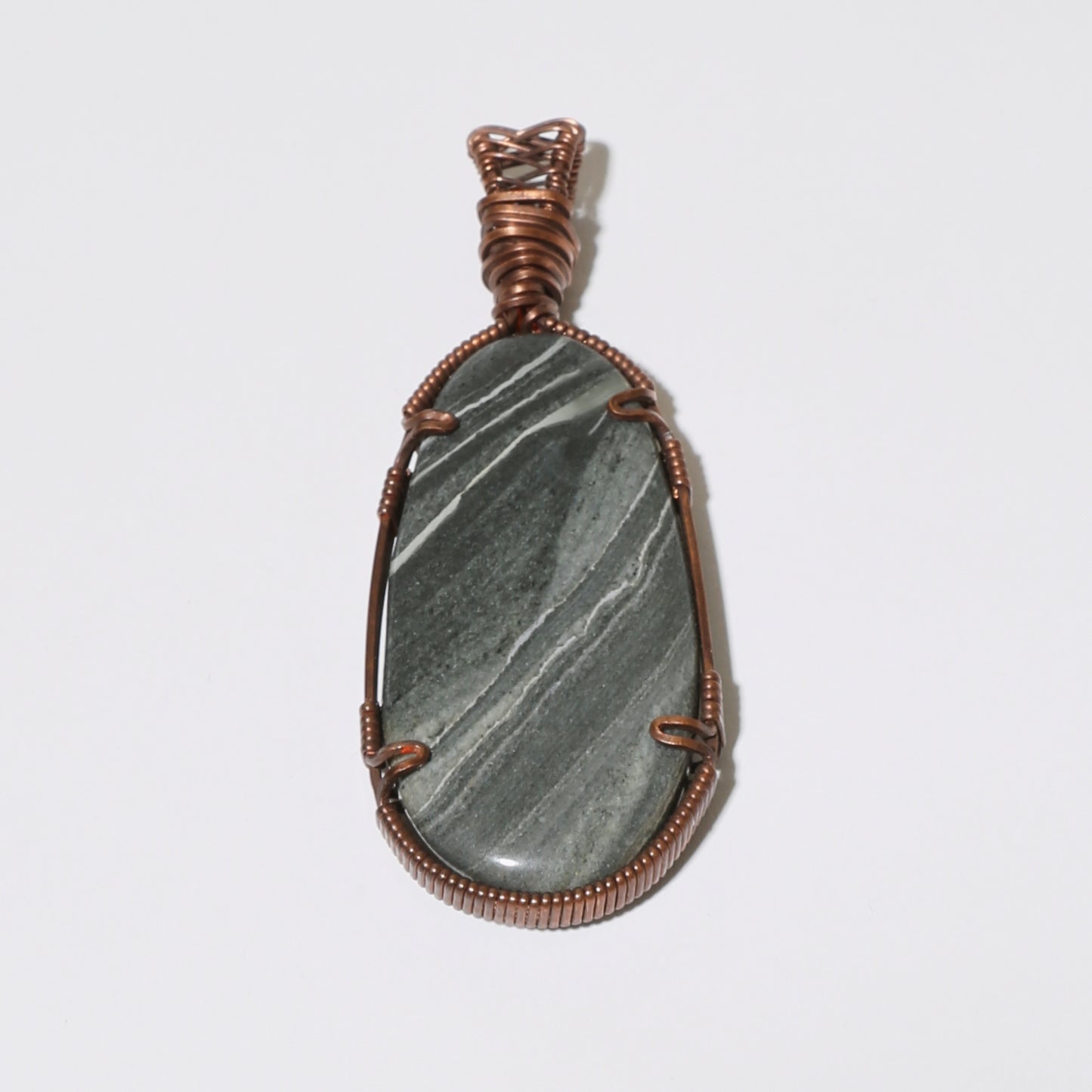 Sandstone Ovoid Copper Wrapped Pendant