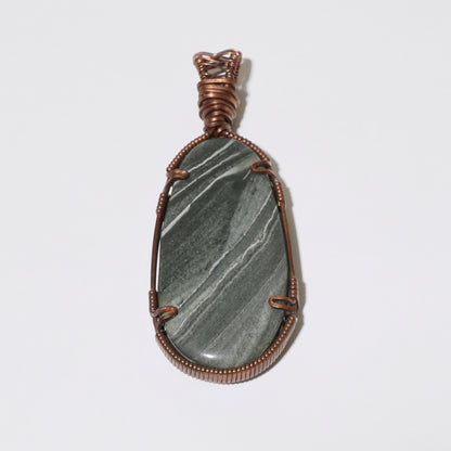 Sandstone Ovoid Copper Wrapped Pendant