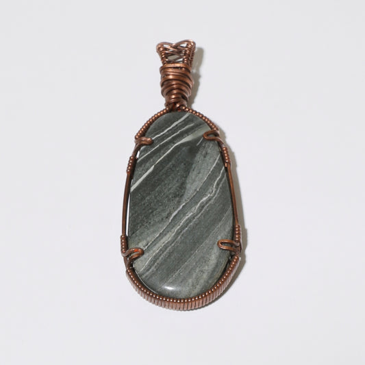 Sandstone Ovoid Copper Wrapped Pendant