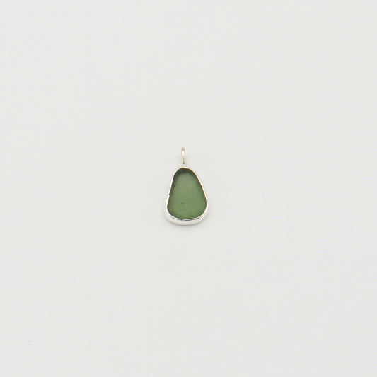 Beach Glass Ice Green Small Pear Sterling Pendant