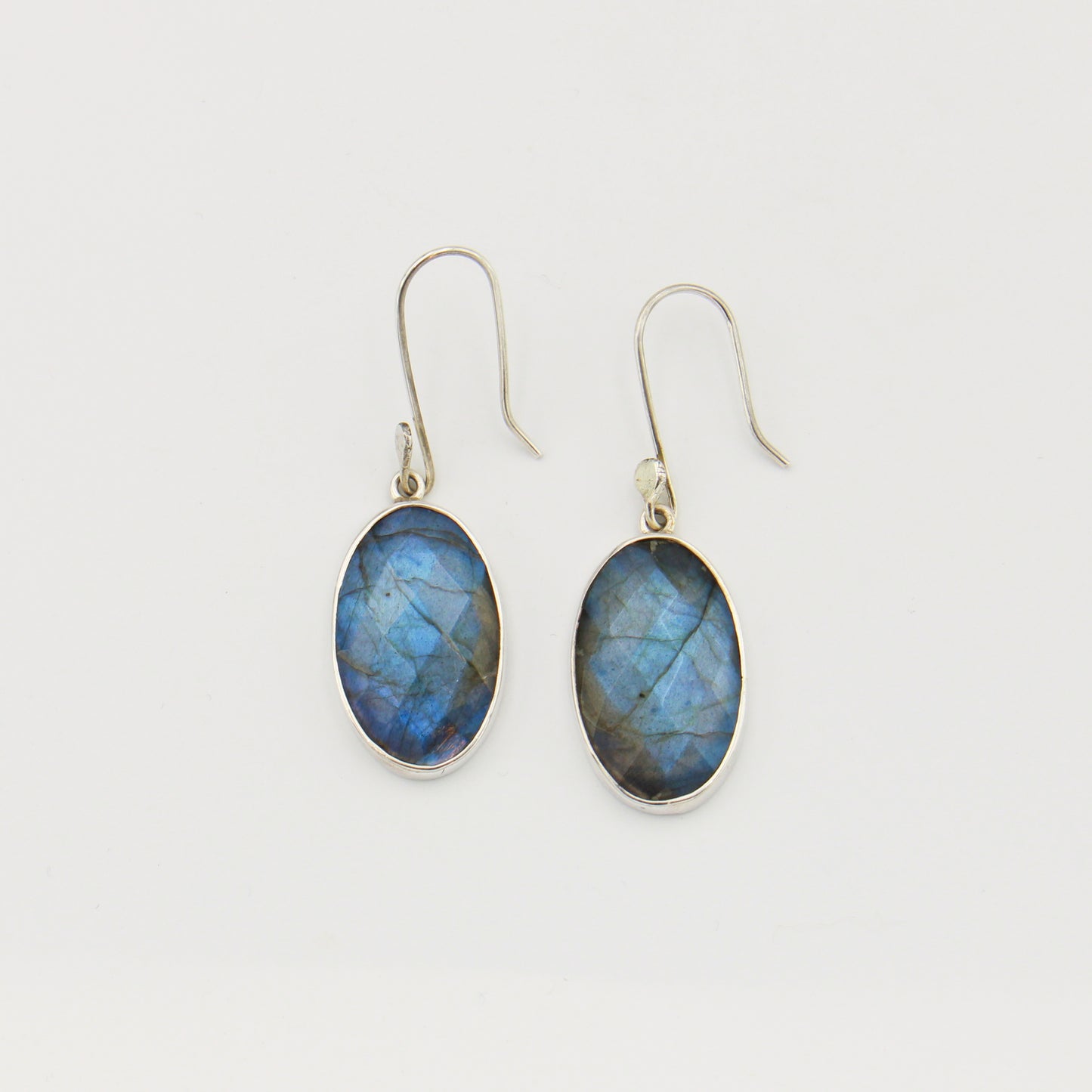 Labradorite Faceted Oval Sterling Earrings
