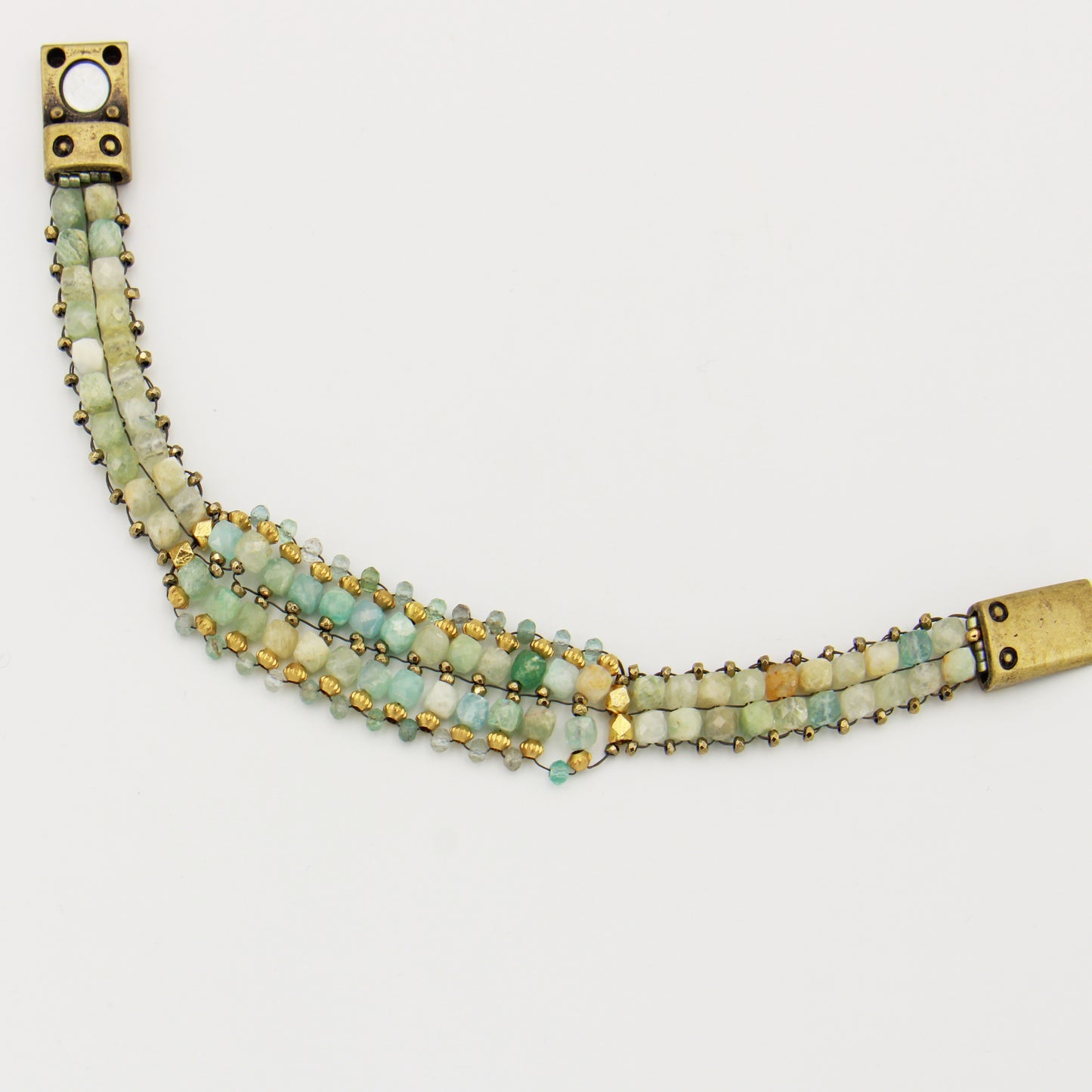 Aquamarine & Hematite w/ Brass Bracelet