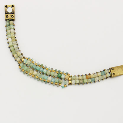 Aquamarine & Hematite w/ Brass Bracelet
