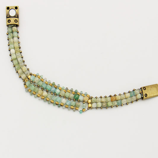 Aquamarine & Hematite w/ Brass Bracelet