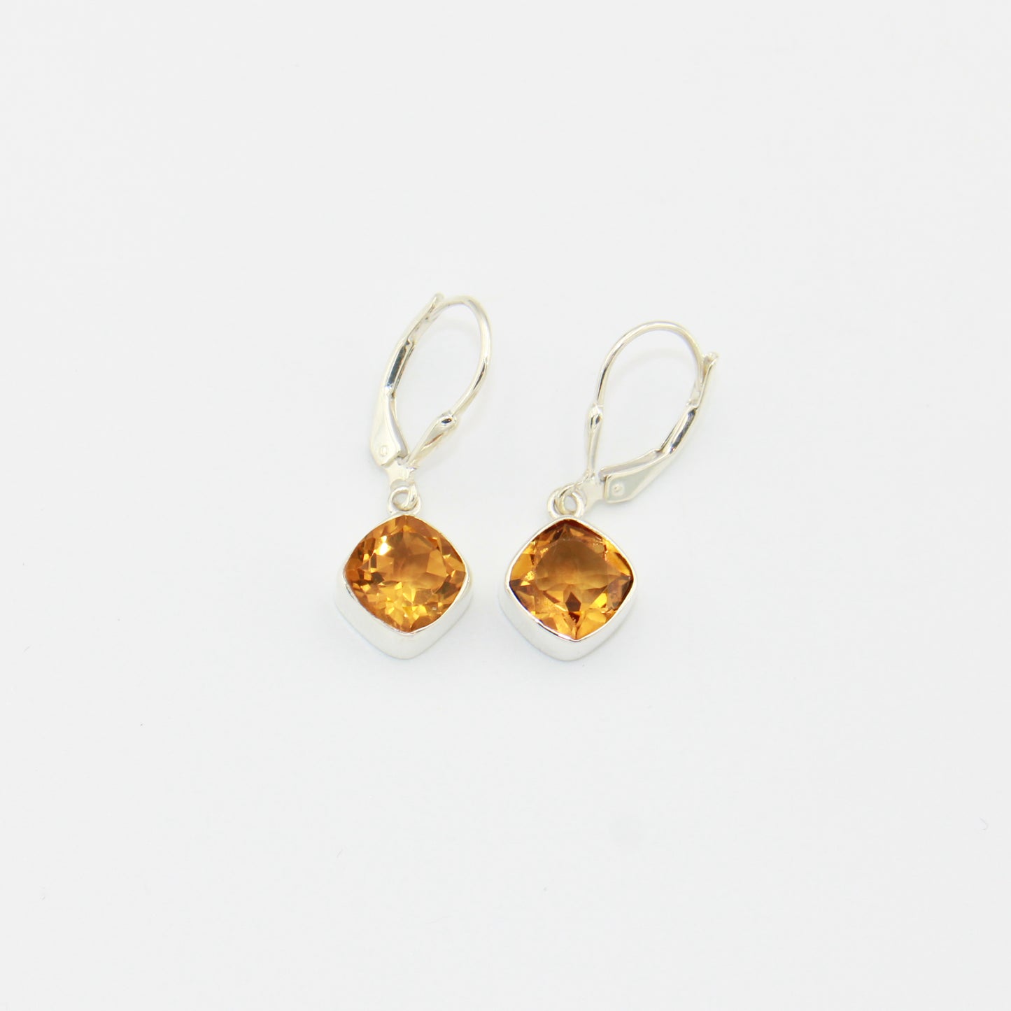 Citrine Cushion Sterling Earrings