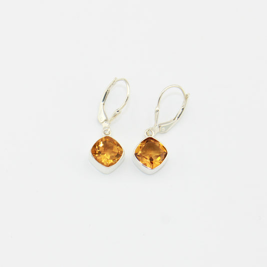 Citrine Cushion Sterling Earrings