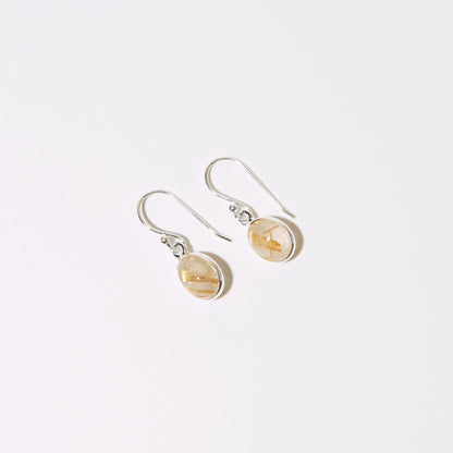 Rutilated Quartz Sm Oval Sterling Earrings