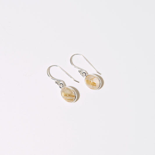 Rutilated Quartz Sm Oval Sterling Earrings