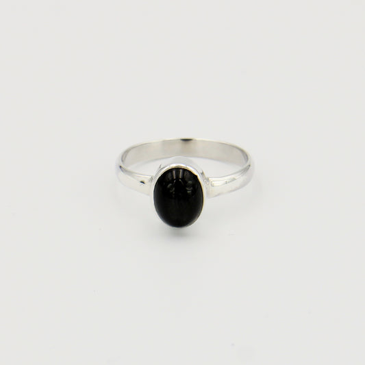 Black Star Oval Sterling Ring 8