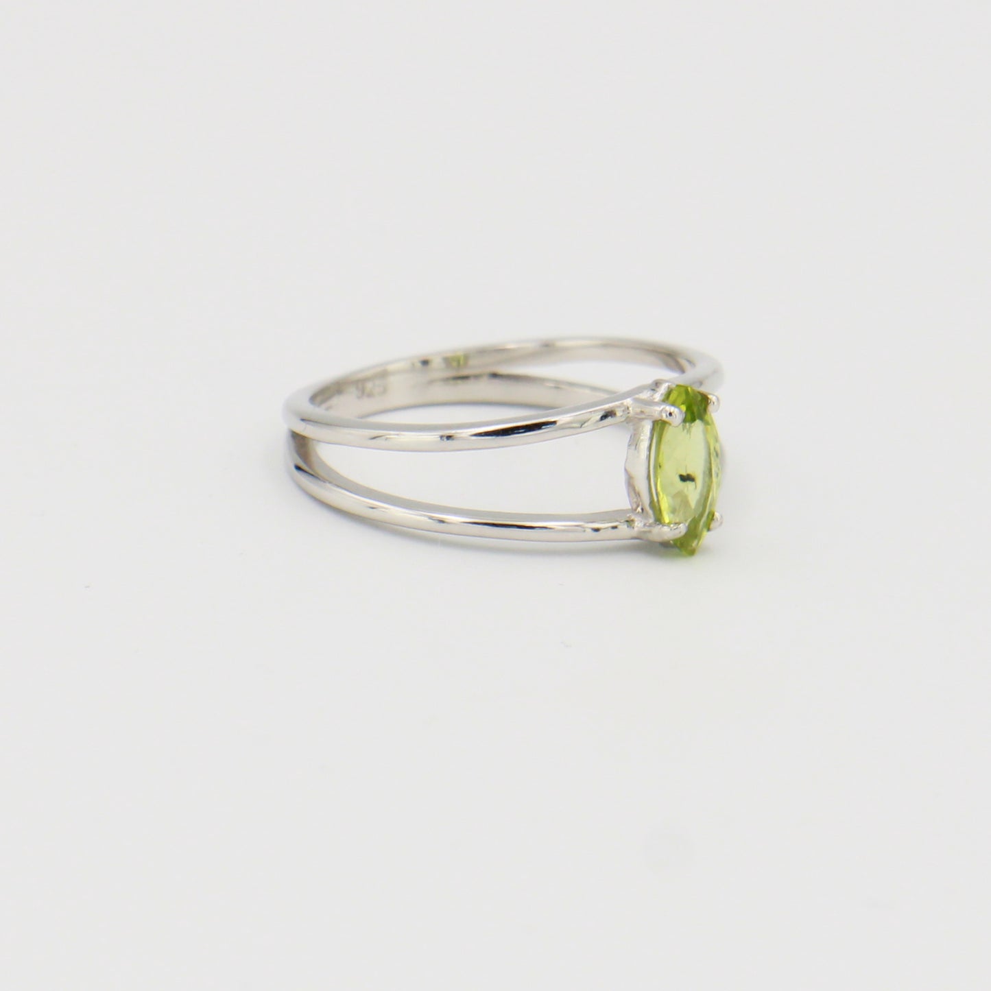 Peridot Marquis Split Sterling Band Sz 9