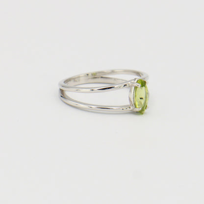 Peridot Marquis Split Sterling Band Sz 9