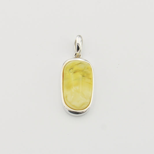 Butterscotch Amber Large Oval Sterling Pendant
