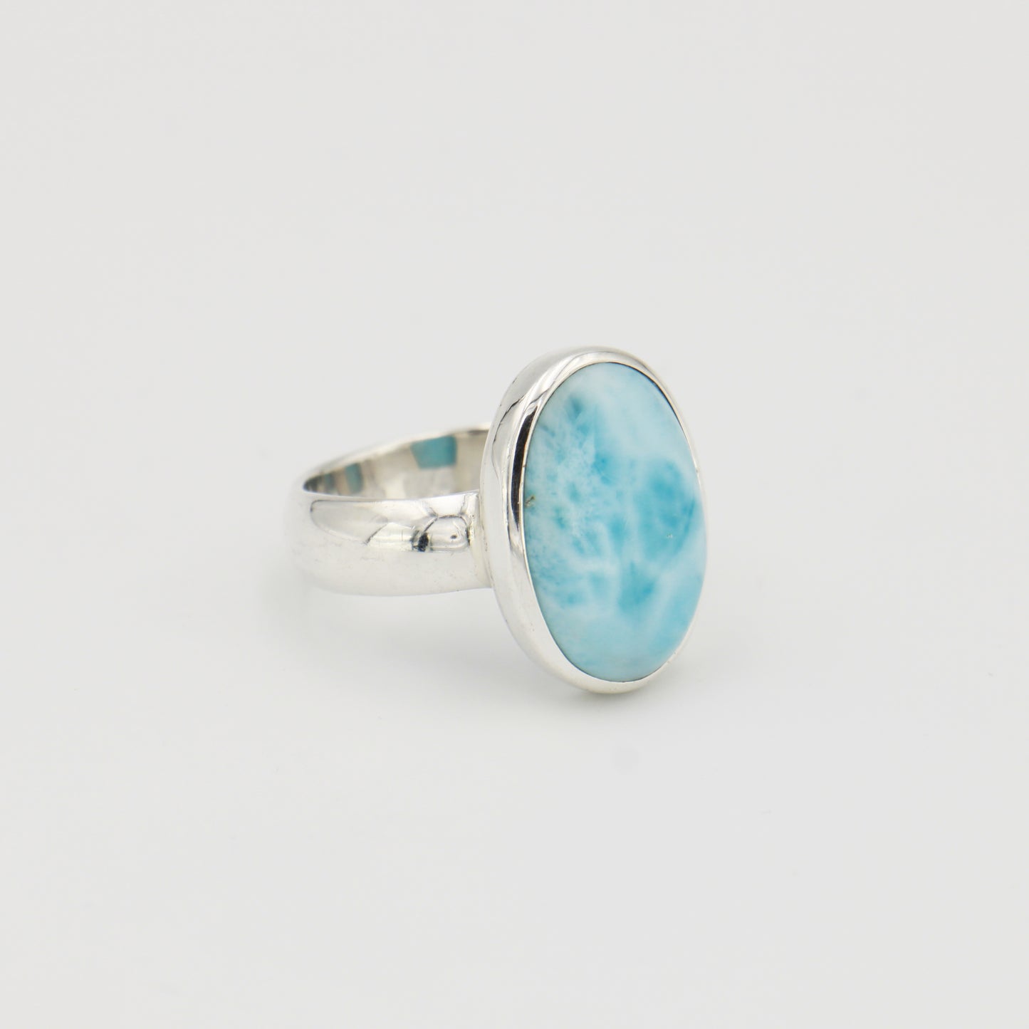 Larimar Oval Sterling Ring Sz 10