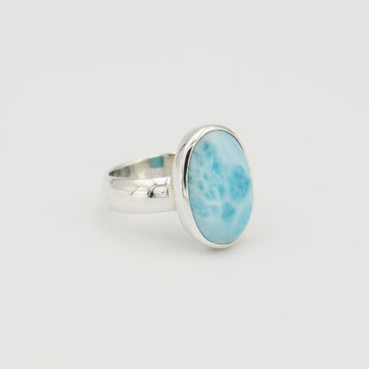 Larimar Oval Sterling Ring Sz 10