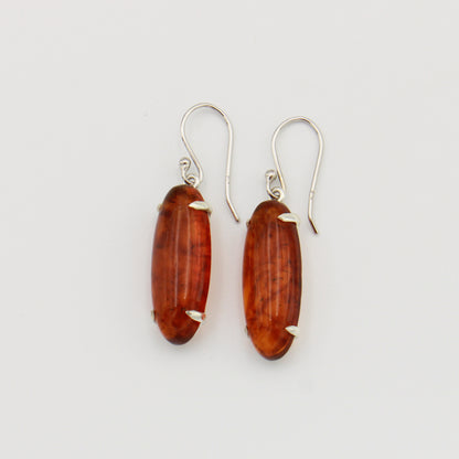 Amber Long Oval Sterling Earrings