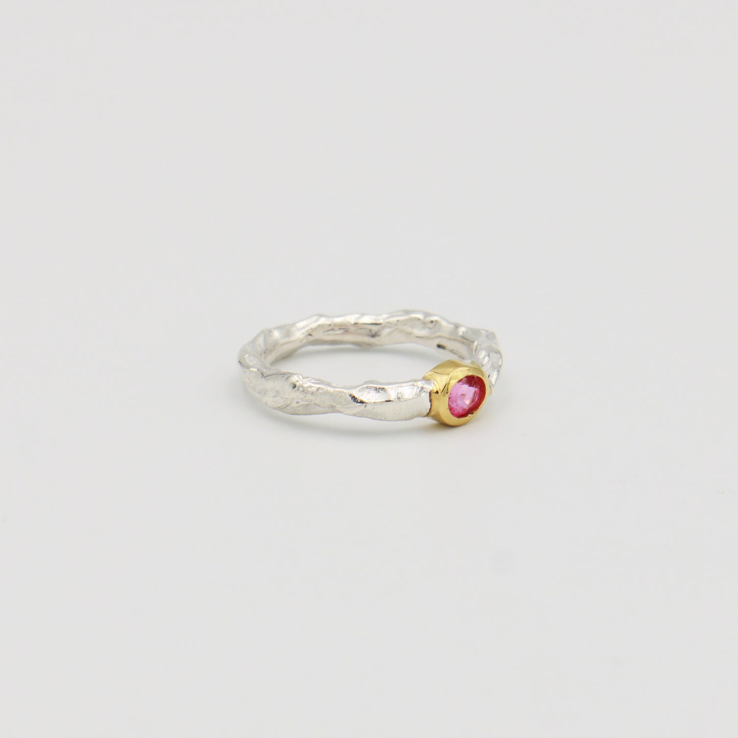 Ruby Rustic Band GP Sterling Ring Sz 7