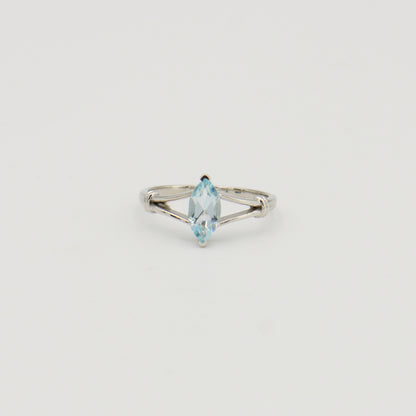 Blue Topaz Split Band Marquis Sterling Ring 9