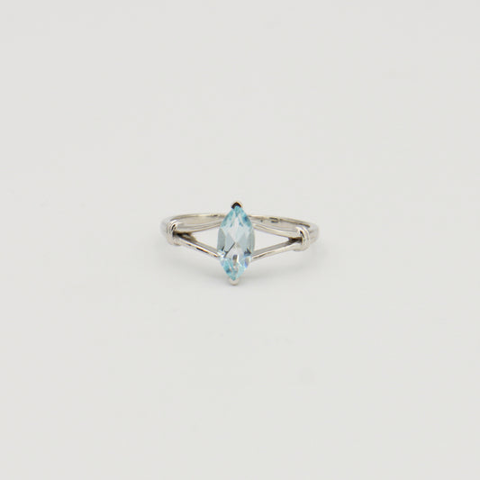Blue Topaz Split Band Marquis Sterling Ring 9