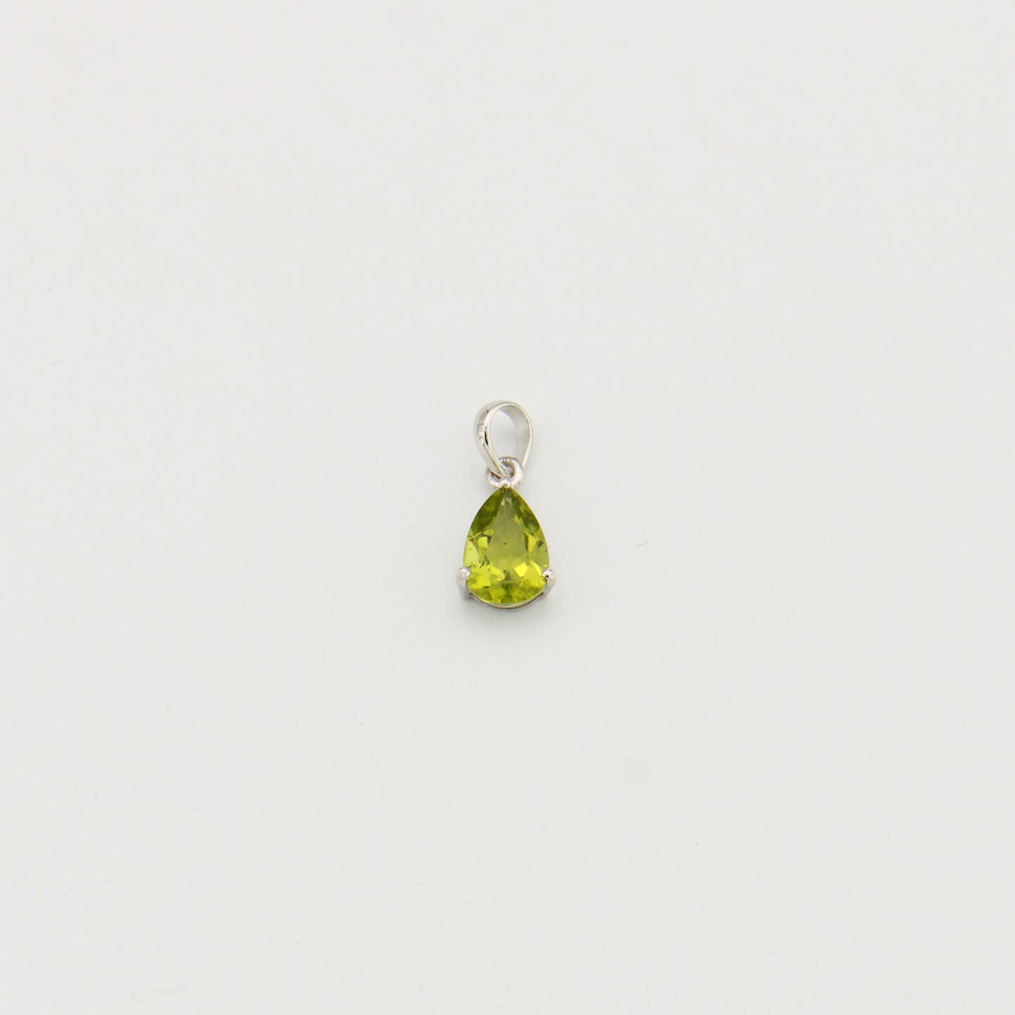 Peridot Pear Prong Sterling Pendant