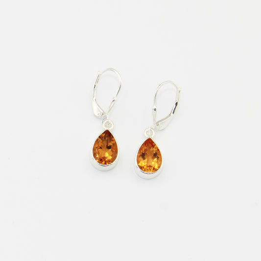 Citrine Pear Sterling Earrings
