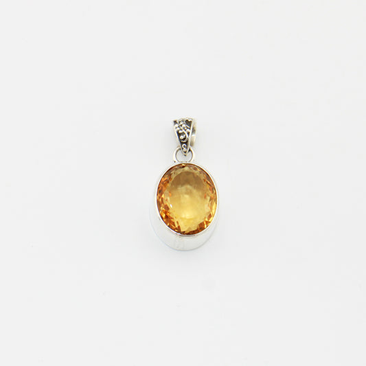 Citrine Oval Sterling Silver Pendant
