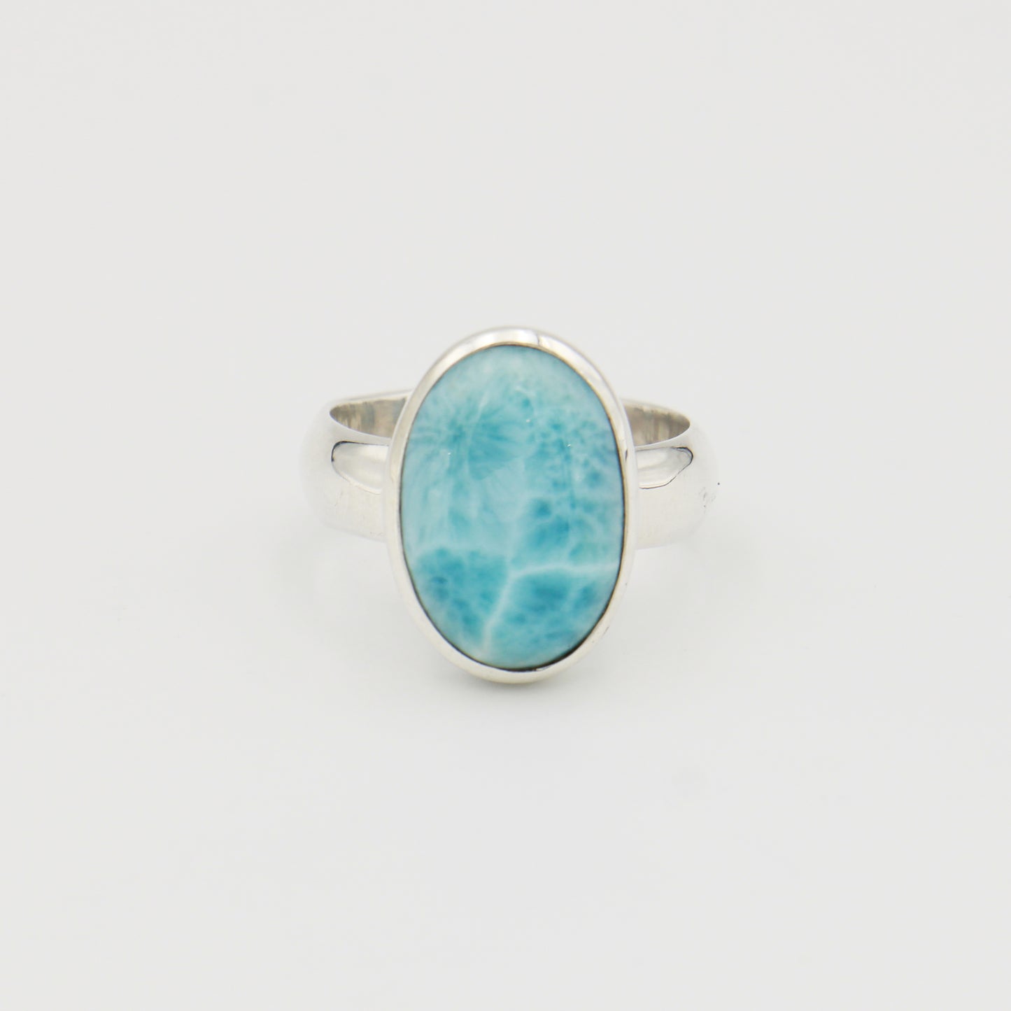 Larimar Oval Sterling Ring Sz 9
