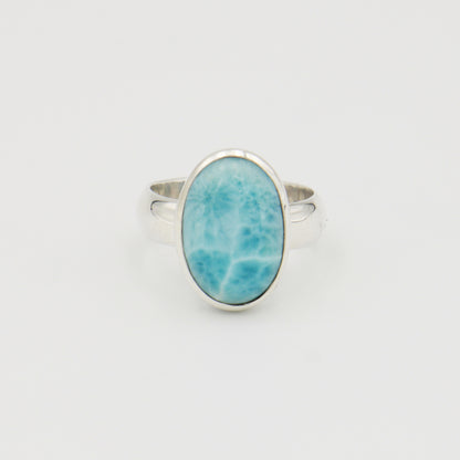 Larimar Oval Sterling Ring Sz 9