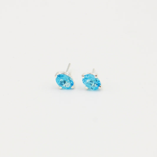 Blue Topaz Teardrop Prong Studs