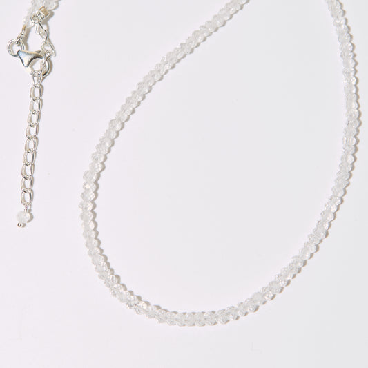 Quartz Beaded Sterling Necklace Adj