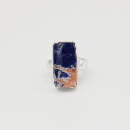 Sodalite Rectangle Sterling Ring Sz 7.5