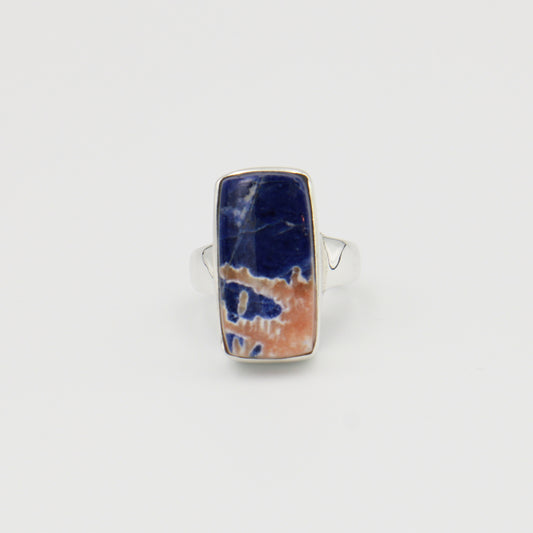 Sodalite Rectangle Sterling Ring Sz 7.5