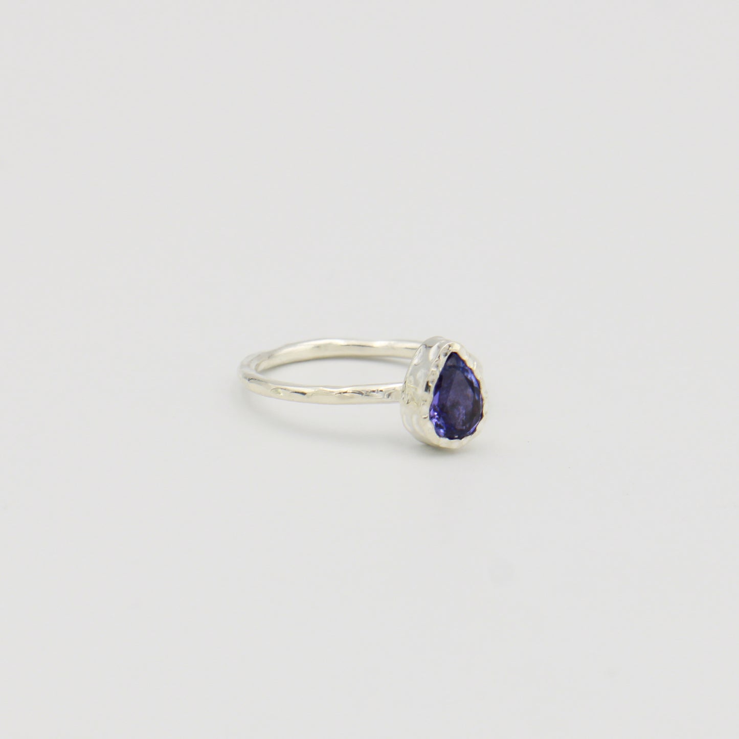 Dainty Tanzanite Pear Sterling Ring Sz 6.5