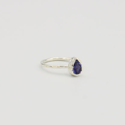 Dainty Tanzanite Pear Sterling Ring Sz 6.5