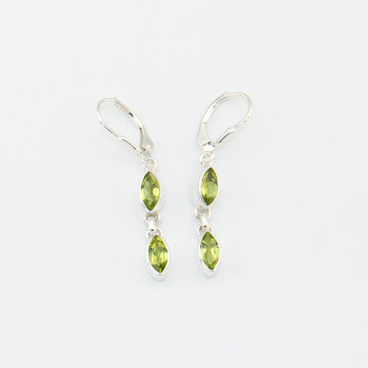 Peridot Double Marquis Sterling Earrings
