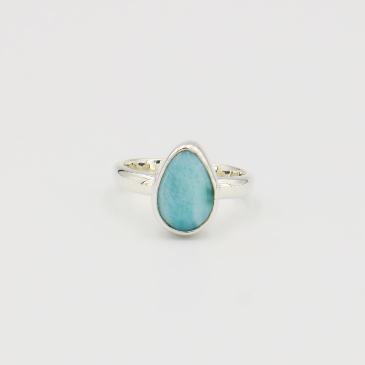 Larimar Pear Sterling Ring Sz 7
