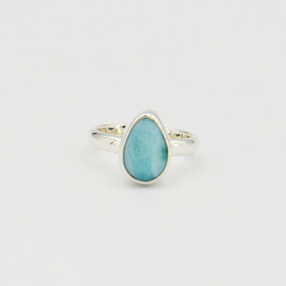 Larimar Pear Sterling Ring Sz 7