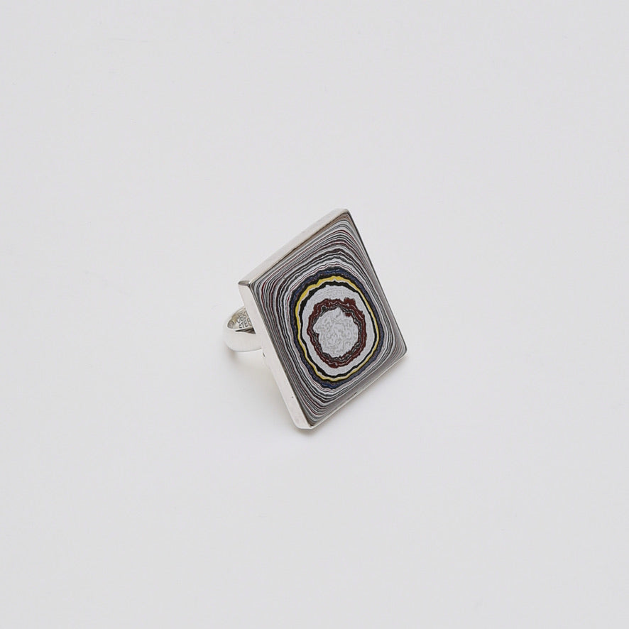 Fordite Large Square Ring - Adj