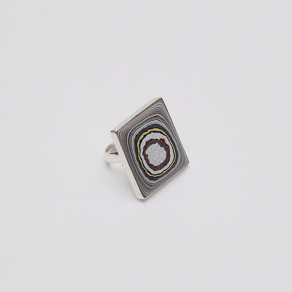 Fordite Large Square Ring - Adj