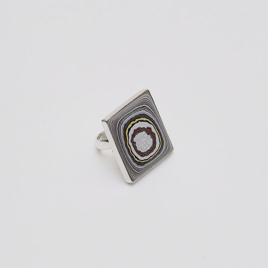 Fordite Large Square Ring - Adj