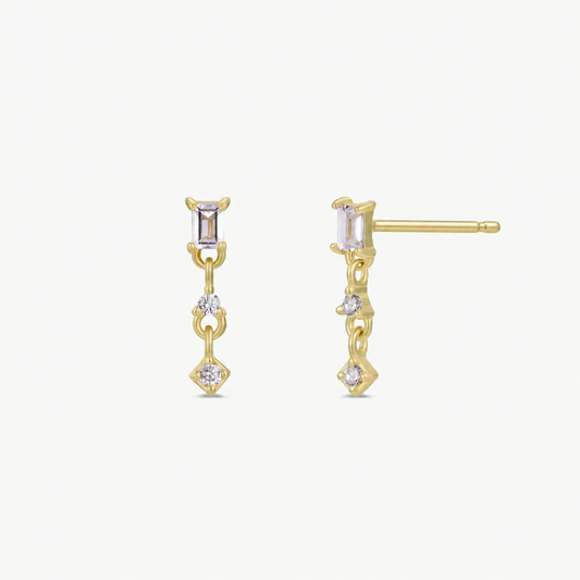 Mini Baguette CZ GP Drop Earrings