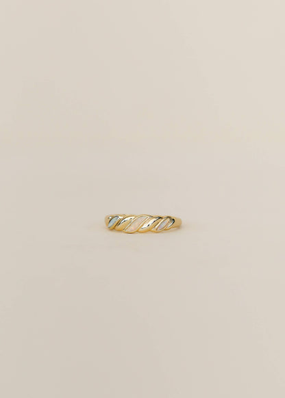 White Opalite GP Twist Ring