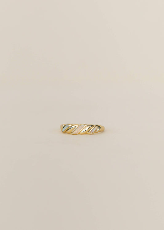 White Opalite GP Twist Ring