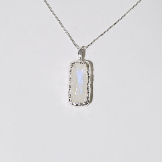 Moonstone Rectangle Sterling Necklace