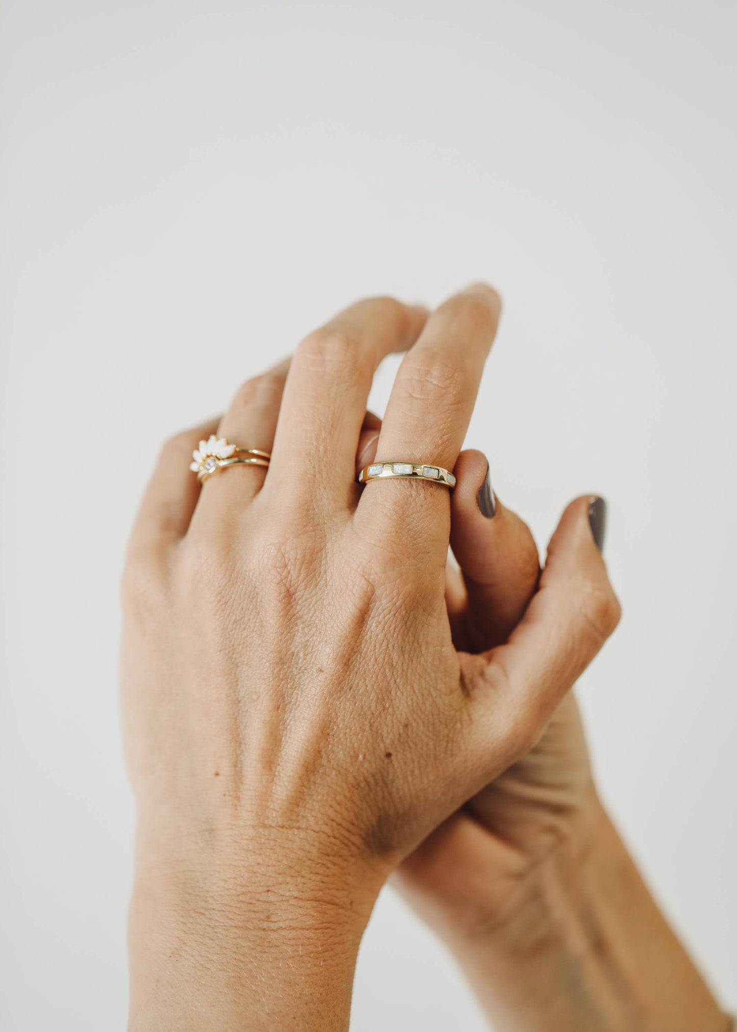 White Opalite Inset Baguette GP Ring