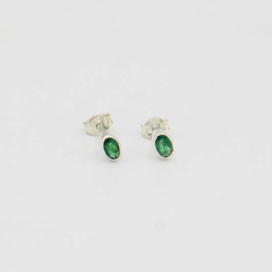 Emerald Oval Studs