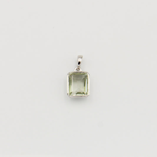 Green Amethyst Rectangle Sterling Pendant